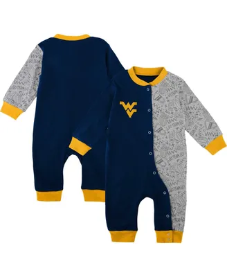 Infant Boys and Girls Navy West Virginia Mountaineers Playbook Two-Tone Sleeper