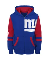 Big Boys Royal New York Giants Colorblock Full-Zip Hoodie