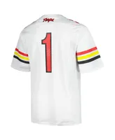 Men's Under Armour #1 White Maryland Terrapins Replica Football Jersey