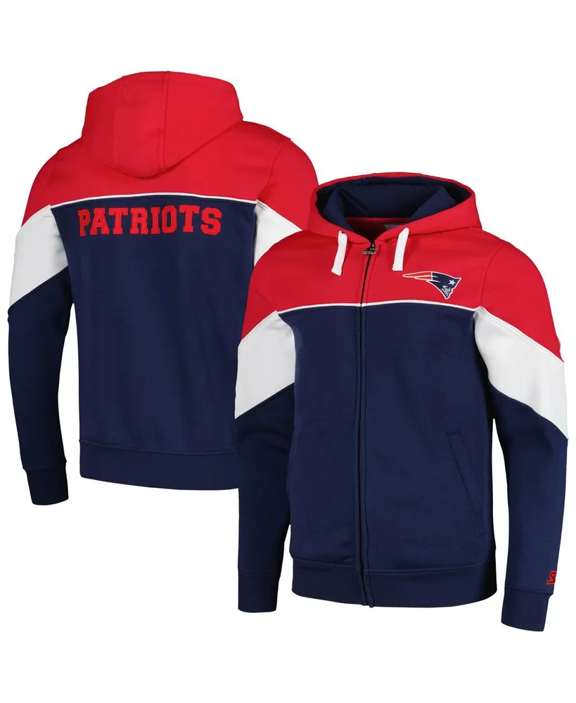 Men's Starter Navy, Red New England Patriots Running Back Full-Zip Hoodie
