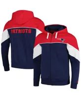Men's Starter Navy, Red New England Patriots Running Back Full-Zip Hoodie