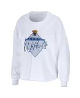 Women's Wear by Erin Andrews White Kentucky Wildcats Diamond Long Sleeve Cropped T-shirt