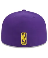 Men's New Era Purple Los Angeles Lakers Big Arch Text 59FIFTY Fitted Hat