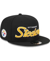 Men's New Era Black Pittsburgh Steelers Main Script 9FIFTY Snapback Hat