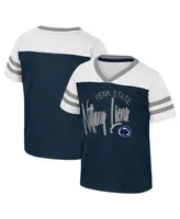 Girls Toddler Colosseum Navy Distressed Penn State Nittany Lions Summer Foil V-Neck T-shirt
