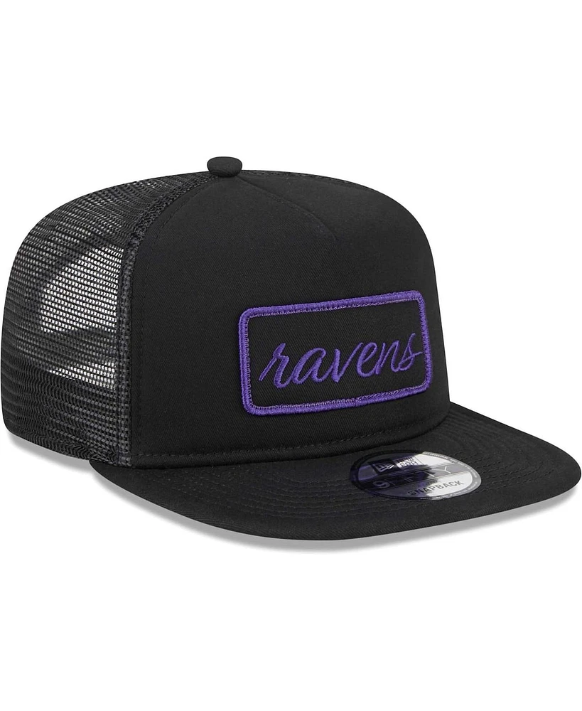 Men's New Era Black Baltimore Ravens Forum Trucker 9FIFTY Snapback Hat