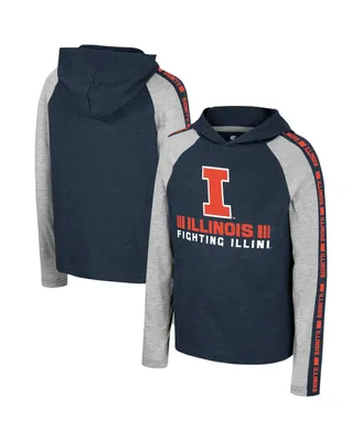 Big Boys Colosseum Navy Illinois Fighting Illini Ned Raglan Long Sleeve Hooded T-shirt