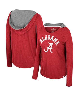 Colosseum Women's Alabama Tide Distressed Heather Long Sleeve Hoodie T-shirt