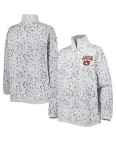 Women's Gameday Couture Heather Gray Auburn Tigers Leopard Quarter-Zip Sweatshirt