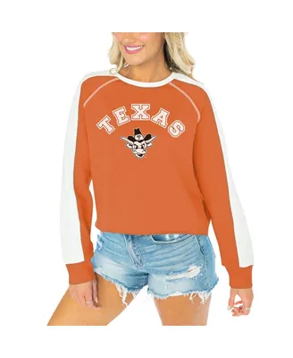 Women's Gameday Couture Texas Orange Texas Longhorns Blindside Raglan Cropped Pullover Sweatshirt
