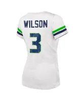 Women's Fanatics Russell Wilson White Distressed Seattle Seahawks Fashion Player Name and Number V-Neck T-shirt