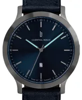 Lilienthal Berlin Unisex Huxley Silver Blue Navy Blue Leather Watch 40mm