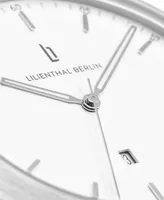 Lilienthal Berlin Unisex Huxley Silver White Silver-Tone Stainless Steel Mesh Watch 40mm
