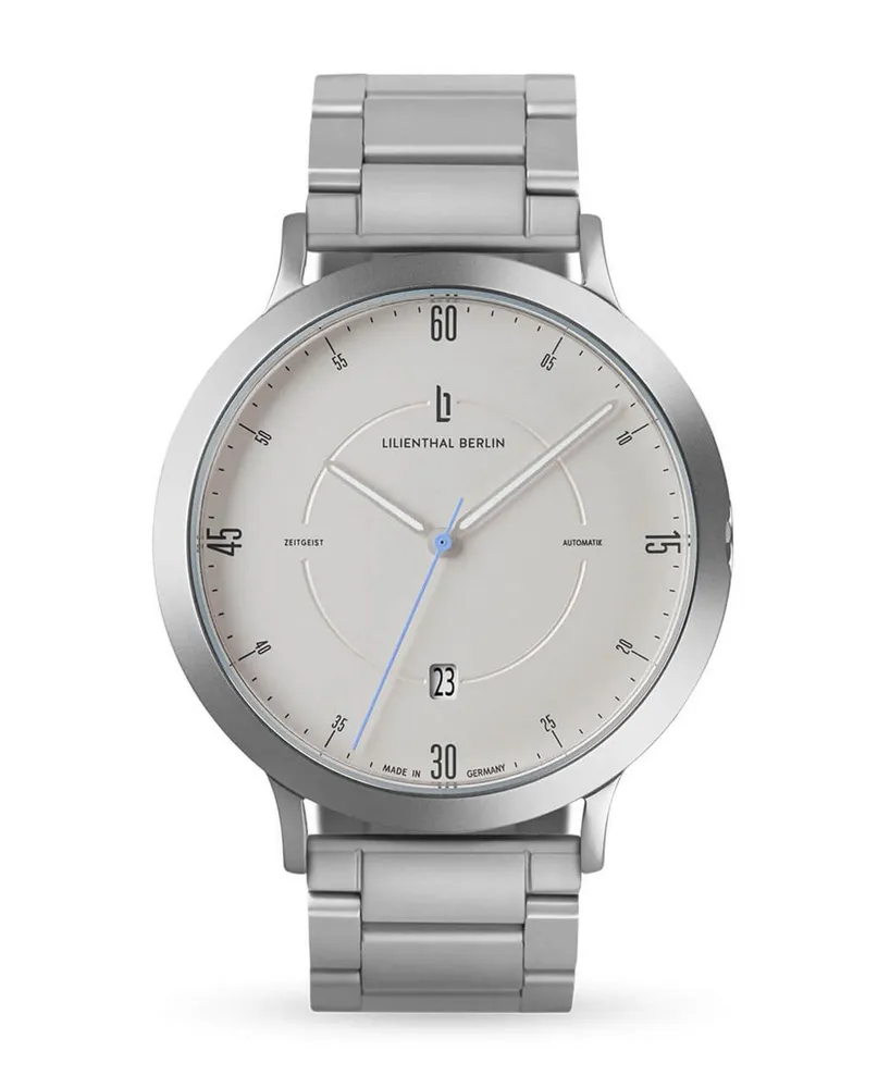 Lilienthal Berlin Men's Zeitgeist Automatik Silver Silver-Tone Stainless Steel Link Watch 42mm