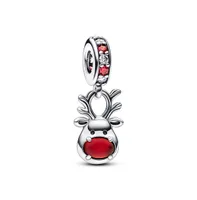 Pandora Cubic Zirconia Nose Reindeer Murano Dangle Charm