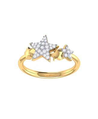 LuvMyJewelry Dazzling Star Cluster Design Sterling Silver Diamond Women Ring