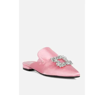 Perrine Womens Diamante Brooch Slip On Mules