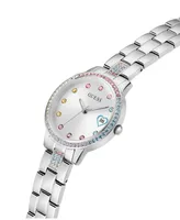 Guess Women's Date Silver-Tone Stainless Steel Watch 34mm - Silver