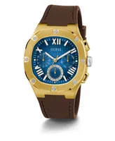 Guess Men's Multi-Function Brown Silicone Watch 42mm