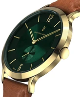 Lilienthal Berlin Men's The Classic Gold Green Light Brown Leather Watch 42mm
