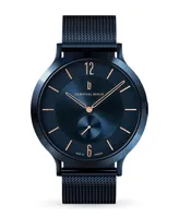 Lilienthal Berlin Men's The Classic Blue Rose Gold Navy Blue Stainless Steel Mesh Watch 42mm