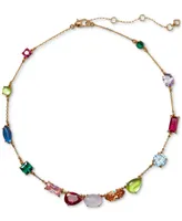 Kate Spade New York Gold-Tone Multicolor Crystal Scatter Necklace, 16" + 3" extender