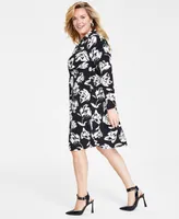 I.n.c. International Concepts Plus Floral-Print Twist-Front Dress, Created for Macy's