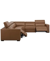 Nevio 157" 6-Pc. Leather Sectional with 2 Power Recliners and Headrests, Created For Macy's