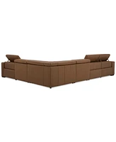 Nevio 157" 6-Pc. Leather Sectional with 3 Power Recliners and Headrests, Created For Macy's