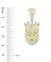 Men's Diamond (1/2 ct. t.w.) & Ruby Accent Lion King Pendant in 14k Gold-Plated Sterling Silver