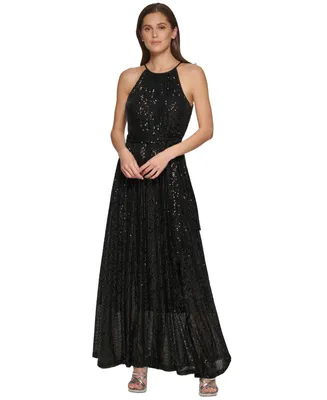 Dkny Women's Sequin Sleeveless Halter-Neck Gown