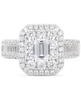 Diamond Emerald-Cut Double Halo Engagement Ring (2 ct. t.w.) in 14k White Gold