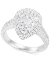 Diamond Pear Halo Cluster Engagement Ring (1-3/4 ct. t.w.) in 14k White Gold
