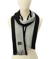 Calvin Klein Men's Thick Wool Blend Side Stripe Logo Scarf
