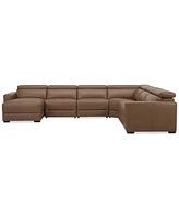 Nevio 157" 6-Pc. Leather Sectional with 2 Power Recliners, Headrests and Chaise, Created For Macy's