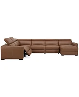 Nevio 157" 6-Pc. Leather Sectional with 2 Power Recliners, Headrests and Chaise, Created For Macy's