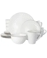 Elama Medici Pearl 16 Piece Dinnerware Set, White