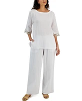 Jm Collection Petite Cotton Dolman-Sleeve Top