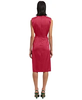 Donna Morgan Women's Mock-Neck Sleeveless Midi Dress