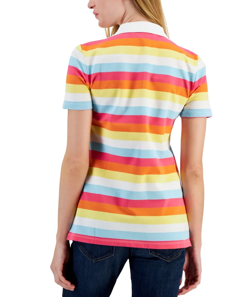 Tommy Hilfiger Women's Cotton Colorful Stripes Polo Shirt