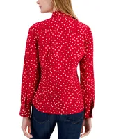 Tommy Hilfiger Women's Cotton Dot-Print Tabbed Shirt