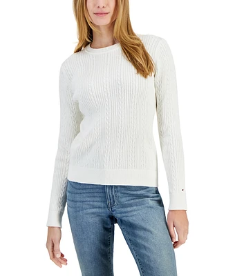 Tommy Hilfiger Women's Cotton Mirrored Cable-Knit Sweater