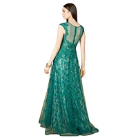 Women's Inspired Lace Gown with Cap Sleeves