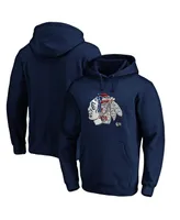 Men's Fanatics Navy Chicago Blackhawks Banner Wave Logo Pullover Hoodie