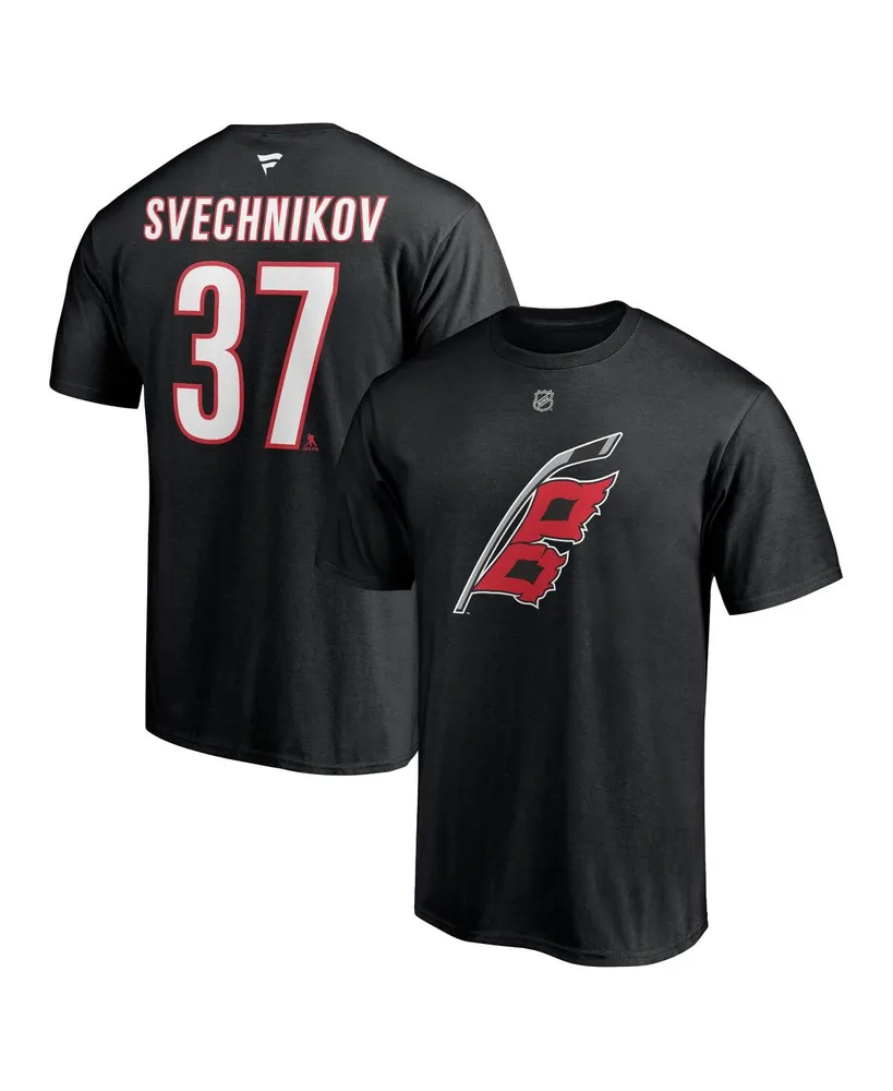 Men's Fanatics Andrei Svechnikov Black Carolina Hurricanes Alternate Authentic Stack Name and Number T-shirt