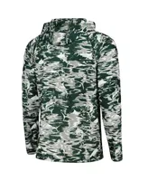 Men's Columbia Green Michigan State Spartans Pfg Terminal Tackle Omni-Shade Rippled Long Sleeve Hooded T-shirt