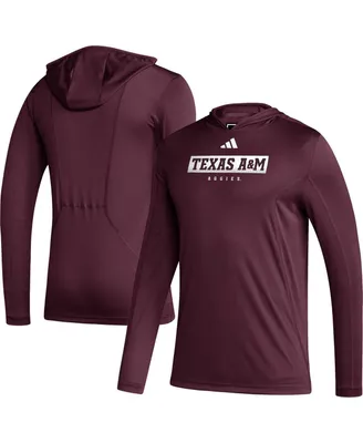 Men's adidas Maroon Texas A&M Aggies Sideline Aeroready Hooded Long Sleeve T-shirt