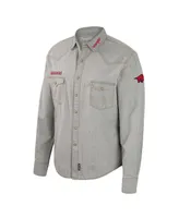 Men's Colosseum x Wrangler Gray Arkansas Razorbacks Cowboy Cut Western Full-Snap Long Sleeve Shirt