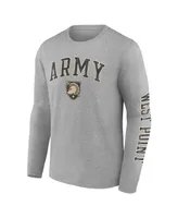 Men's Fanatics Heather Gray Army Black Knights Distressed Arch Over Logo Long Sleeve T-shirt