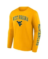 Men's Fanatics Gold West Virginia Mountaineers Distressed Arch Over Logo Long Sleeve T-shirt